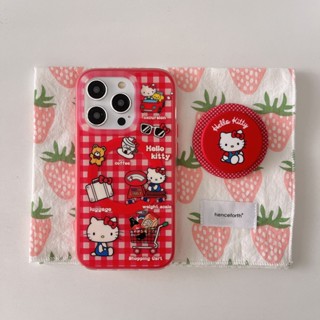 Red Cat Kitty 薄膜支架網格圖案 TPU 保護套適用於 Apple IPhone 16 15 14 13 P