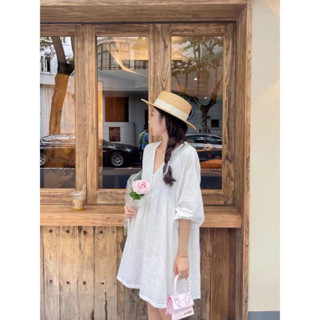 XYJ 隨心穿搭沙灘裙小個子微胖寬鬆法式氣質白色超仙洋裝子女夏