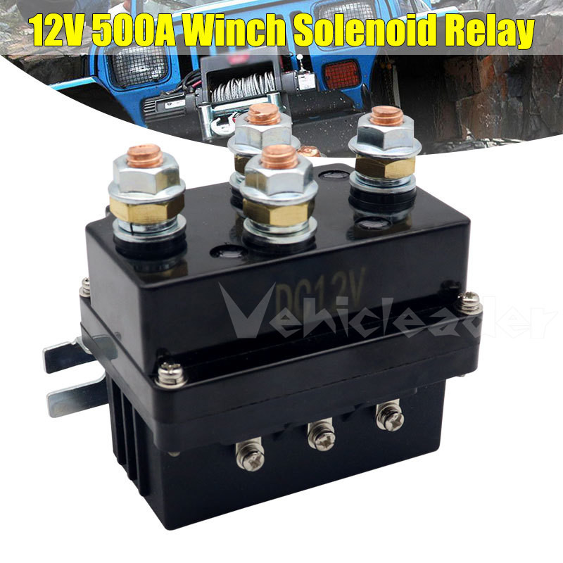 JEEP 通用 12V 500A 絞盤遠程接觸器絞盤控制電磁繼電器雙無線遠程恢復汽車吉普車