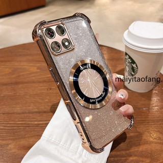 【新顏色】infinix note 40 4G note 40 Pro 4G 閃亮粉色四角防摔手機殼美學磁性防震矽膠 T