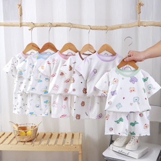 糖寶BABY品質童裝 【多彩卡通】兒童短袖套裝男女寶寶空調服薄款睡衣男短袖女寶短褲家居服兩件套
