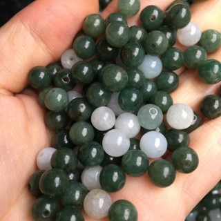 宏雲Hongyun-jf-(1pcs)- 翡翠油青色A貨7.5-8mm 串珠油清白散珠圓珠項鍊手鍊好搭檔diy散珠