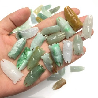宏雲Hongyun-jf-(1pcs)- 緬甸翡翠A貨玉蟬冰糯種三色小掛件吊墜 飾品配料四會天光墟