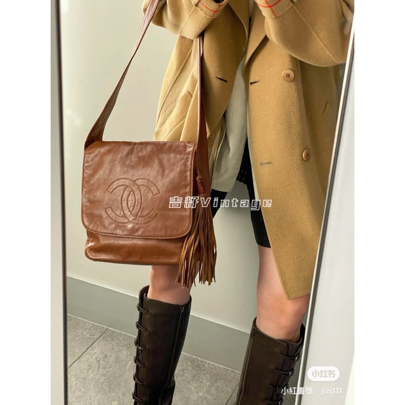 chanel 香奈兒 vintage 玳瑁 焦糖色 斜背包 肩背包 側背包 手提包