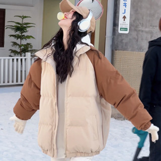 【HOT 本舖】 韓系高階感拼色棉衣女冬裝今年流行的漂亮外套小個子加厚麵包服潮