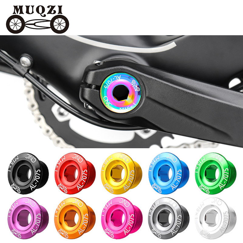 Muqzi 曲柄臂螺栓 MTB 公路自行車 M15 曲柄固定螺絲鋁合金 CNC 曲柄蓋自行車零件配件