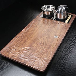 【臺灣出貨】全自動茶盤 實木 家用茶臺 燒水壺一體 辦公室新款 大茶海套裝 排水託盤