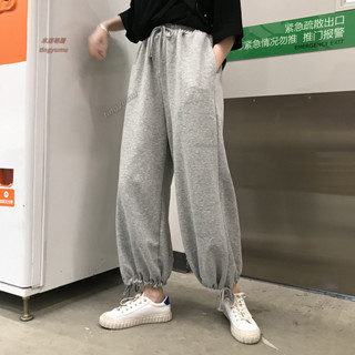 廠家直銷2022春夏新款褲子女寬鬆休閒韓版夏季薄款束腳老爹燈籠灰色運動褲