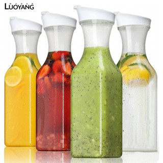 洛陽牡丹 1.5L大容量方形塑膠透明密封翻蓋果汁飲料牛奶瓶咖啡奶茶瓶涼水壺