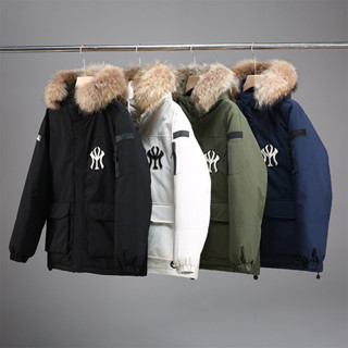 【高品質升級面料】韓國潮牌男生羽絨服女生工裝外套派克服石鵝絨墨烯羽絨服男女情侶真毛領保暖禦寒防風防潑水外套大衣