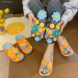 GIOVANN花拖鞋,PVC軟底女士平底拖鞋,隨意的甜的防滑鞋花朵拖鞋涼鞋女孩