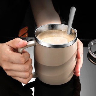 400ml咖啡杯保溫真空不銹鋼杯帶把手帶蓋方便咖啡杯