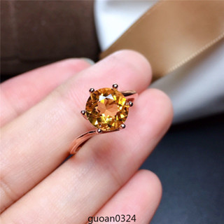 💎玉福祥珠寶💎 天然巴西黃水晶寶石戒指女s925銀招財轉運黃寶石日韓簡約指環活口