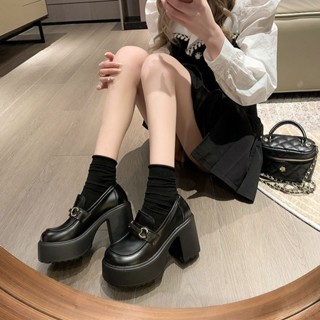 百搭瑪麗珍小皮鞋女 春秋新款法式小個子粗跟高跟鞋女 學院風透氣內裡瑪麗珍鞋 日系漆皮圓頭低跟小皮鞋女 英倫風厚底休閒鞋