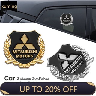 MITSUBISHI Xm 2 件三菱汽車造型側窗後備箱徽章貼紙 3D 金屬擋泥板車身貼花適用於 ASX Lancer