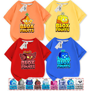 臺灣出貨 水果豹紋盒子童裝 blox fruits衣服 遊戲惡魔果實水果豹紋盒子衣服兒童t恤男童短袖上衣寬鬆打底衫
