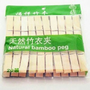 Kayu Mt 竹閉合夾包含 20 個天然竹釘衣架木製燕子窩衣服照片夾