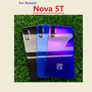 適用於華為 Nova 5T 的原裝玻璃後蓋帶相機玻璃鏡頭後殼更換部件