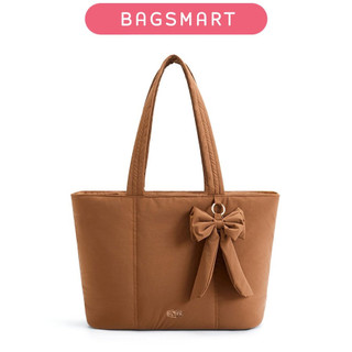 快速出貨【BAGSMART官方旗艦店】旅行托特包女蝴蝶結防水輕便蓬鬆單肩包大容量休閒通勤側揹包筆記型電腦托特包