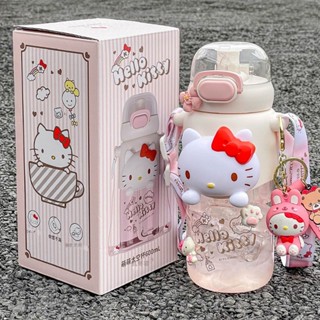 KITTY塑膠水壺女生tritan材質耐高溫食品級吸管盃子隨手便攜