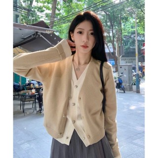 《現金下單》 軟糯溫柔風假兩件針織小外套外套女早春新款大尺碼胖妹妹韓系V領百搭上衣女 針織衫 秋冬女裝 秋冬上衣 毛衣