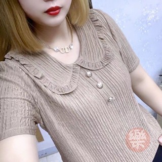 2025夏季新款法式甜美時尚耳邊寬鬆娃娃短袖減齡襯衫復古外穿上衣短袖襯衫 潮流襯衫 夏季襯衣 女士襯衫 質感襯衫「樂購」