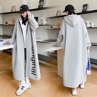 【solo】L-4XL 大尺碼女生長袖外套刷毛加厚長款休閒小外套連帽上衣胖mm特大尺碼寬鬆拉鍊洋裝ins