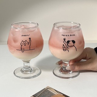 原創韓式可愛小狗風玻璃杯高腳杯甜品杯果杯果汁杯氣泡水韓式可愛小狗式玻璃杯高腳杯 xiangtanchun.my20250