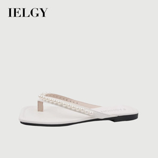 IELGY 拖鞋女夏季新款時尚平底人字拖法式珍珠涼拖鞋