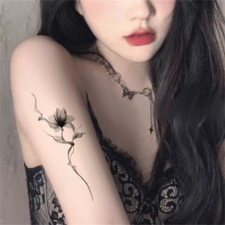 ✨免運✨ 1408 水墨花朵性感手臂個性古風紋身貼防水持久高顔值背部甜辣逼真貼紙