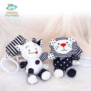 Ruid Happy monkey嬰兒玩具卡通搖鈴車床掛動物黑白風鈴早教玩具