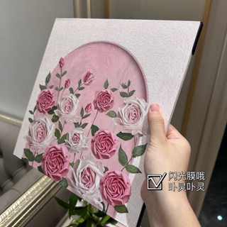 【有幸時光】奶油風擺件 裝飾畫 ins風裝飾畫 入戶玄關擺件 玫瑰花卉裝飾畫 床頭裝飾畫 臥室擺件 家居飾品 電視櫃擺件