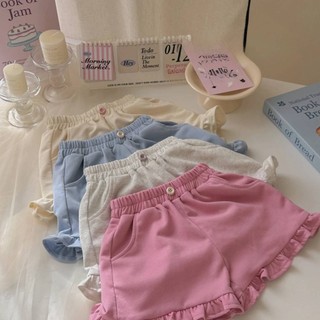 Mimo⭐童裝女童褲子寶寶夏季荷葉邊短褲兒童五分褲