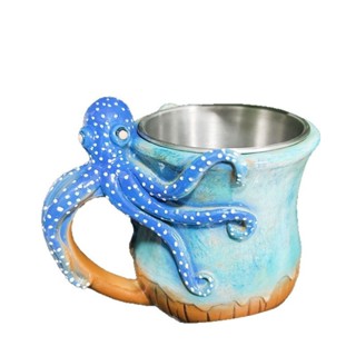 Deep Blue Octopus Mug 家居深藍色花枝樹脂馬克咖啡杯