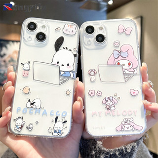 可愛的 Pochacco 透明手機殼適用於 iPhone 16E 16 Pro Max 15 14 Plus 13 12