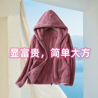 鴨絨外套 絨毛外套 搖粒絨外套 法蘭絨外套女新款雙面珊瑚絨手抓搖粒絨加厚短版媽媽保暖毛絨小外套
