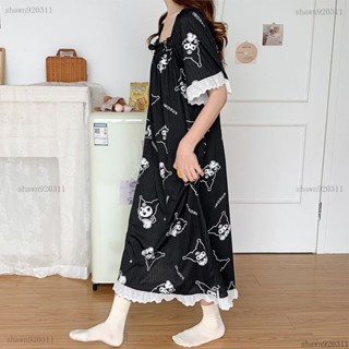 300斤 大尺碼 蕾絲 睡裙 庫洛米 女 夏季 花邊 派大星 薄款 冰絲 可愛 甜美 公主風 長裙