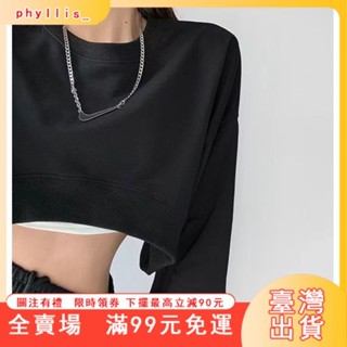 臺灣出貨 短版露腰瑜珈ins長袖健身T棉質透氣運動長袖上衣秋季薄小眾設計感寬鬆高腰露肚健身跑步罩衫潮