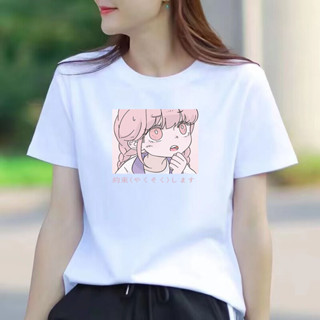 愛依依 短袖T恤 純色上衣 休閒上衣 M-2XL韓版寬鬆女裝印花大碼短袖打底衫-3549.
