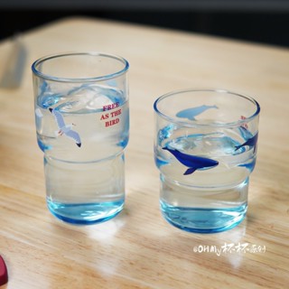 客製化【玻璃杯】 網紅韓系ins風自由飛鳥耐熱水杯 玻璃杯奶茶咖啡杯圖案logo訂製杯