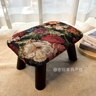 I 【美式提花小方凳】爆款實木小凳子客廳茶几墊腳凳軟包簡約小方凳有貨