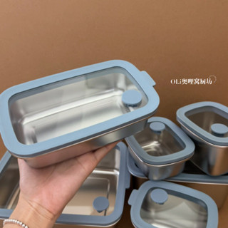 YUYU★現貨-多規格★玻璃蓋304不銹鋼保鮮盒 大容量密封盒 冰箱冷藏食物收納盒 速凍盒子 上班族便噹盒 飯盒 廚房