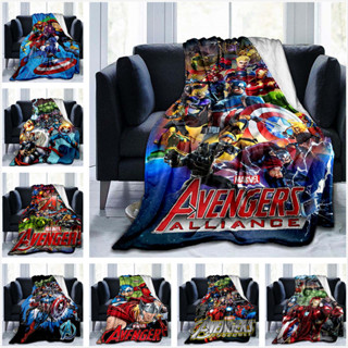 MARVEL 復仇者聯盟漫威超級英雄鋼鐵俠卡通動漫法蘭絨印花毯子家居客廳沙發辦公室午睡毯兒童臥室床飾柔軟保暖毯子-1