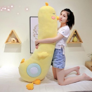 毛絨玩具 毛絨玩具 可愛小黃鴨抱枕 鴨鴨長條抱枕 女生睡覺夾腿玩偶 側睡靠枕 趴睡枕 靠墊 大靠背 孕婦枕 可拆洗 大號