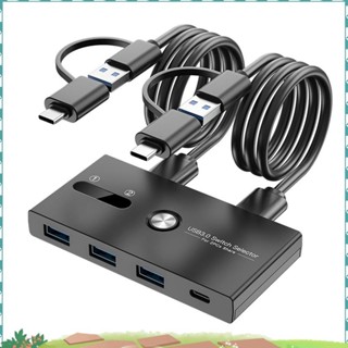 升級 TYPE C+USB3.0 切換器 2 進 4 出列印機共享器鍵盤和滑鼠/掃描器 USB C KVM SWITCH
