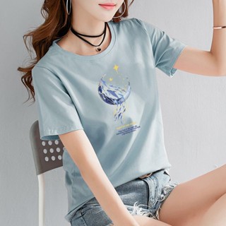 《現貨下單》印花短袖t恤女夏裝2025年新款韓版寬鬆正肩女士大尺碼上衣ins潮短袖上衣大尺碼t恤短袖t恤女女生上衣衣服短