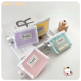 UMISTYSODA化妝包,糖果色網口紅鑰匙收納袋,新的方塊小型的半透明拉鍊零錢包