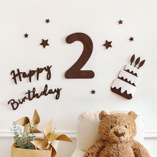 🎉ins森係生日毛氈數字蛋糕拍照道具 兒童週嵗派對 簡約背景裝飾 佈置 節慶佈置 佈置 派對裝飾 拍照道具 氣球佈置