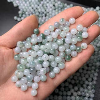 宏雲Hongyun-jf-(1pcs)- 緬甸翡翠a貨飄花玉珠子手鍊DIY手工材料散珠飾品配件玉石玉器