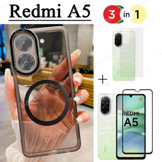 Redmi A5 手機殼磁貼防震手機殼適用於 Redmi A4 A3 14C 3in1 鋼化玻璃螢幕保護膜+背膜